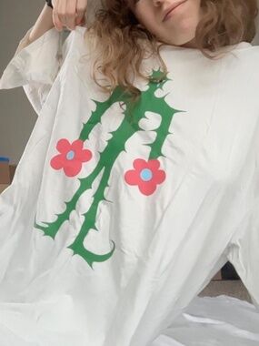 White XXL T-Shirt from “Volchonok” (translates to “Little Wolf”)